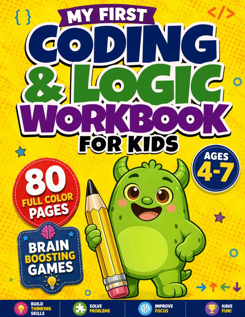 Coding & Logic Workbook for Kids: Boost Thinking Skills with Codey — Math Puzzles, Word Games & Logic Problems for Ages 4–7