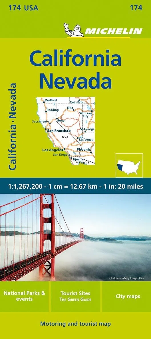 Mapa Zoom USA California - Nevada: Map: 625