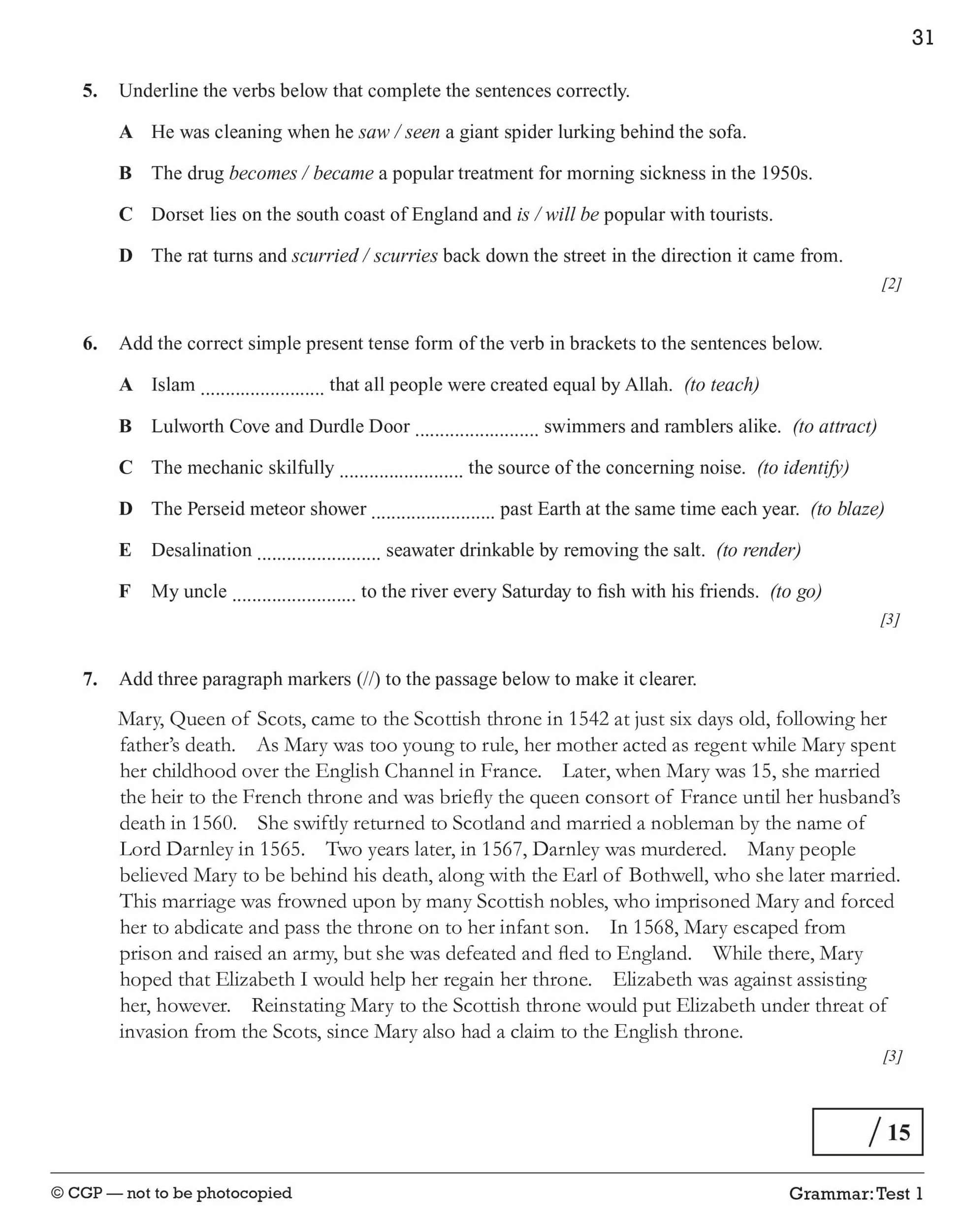 GCSE Spelling, Punctuation and Grammar 10-Minute Tests (includes answers)