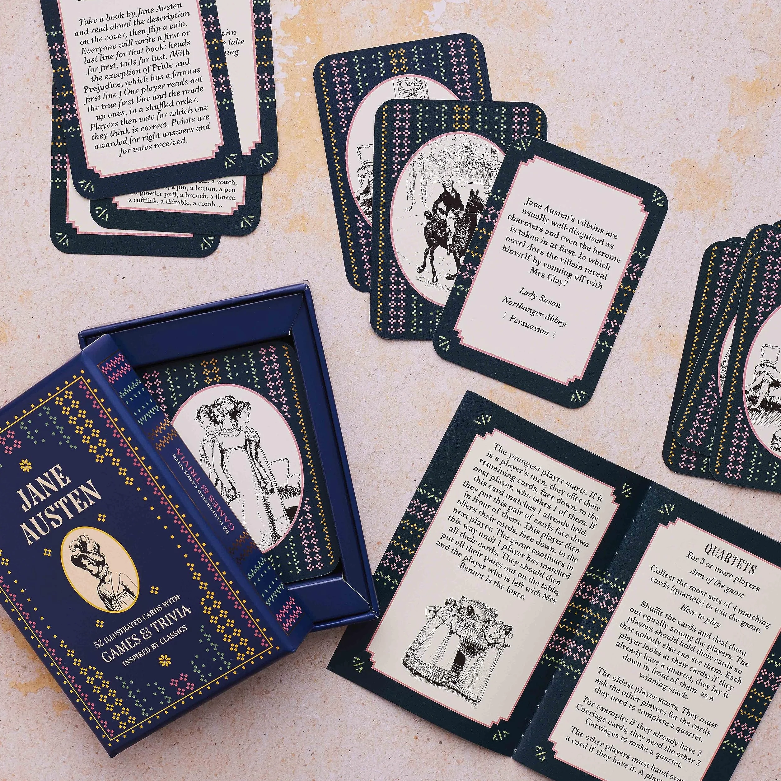 Jane Austen: A literary card game /anglais: 52 illustrated cards with games and trivia inspired by classics
