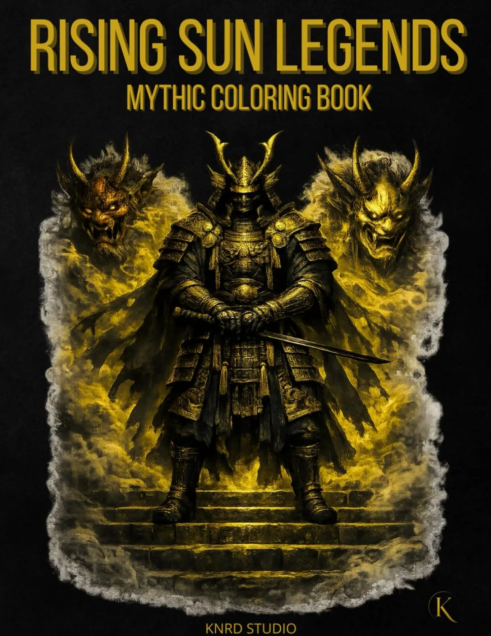 Rising Sun Legends Coloring Book — Vol. 1 Japanese Mythology Edition: Mythic Coloring Book — 40 Easy to Medium Mythology Coloring Pages for Adults | ... | 40 illustrations / 40 characters / 45 pages