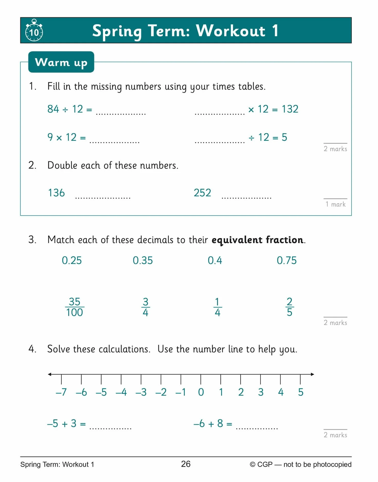 KS2 Year 5 Maths 10-Minute Weekly Workouts