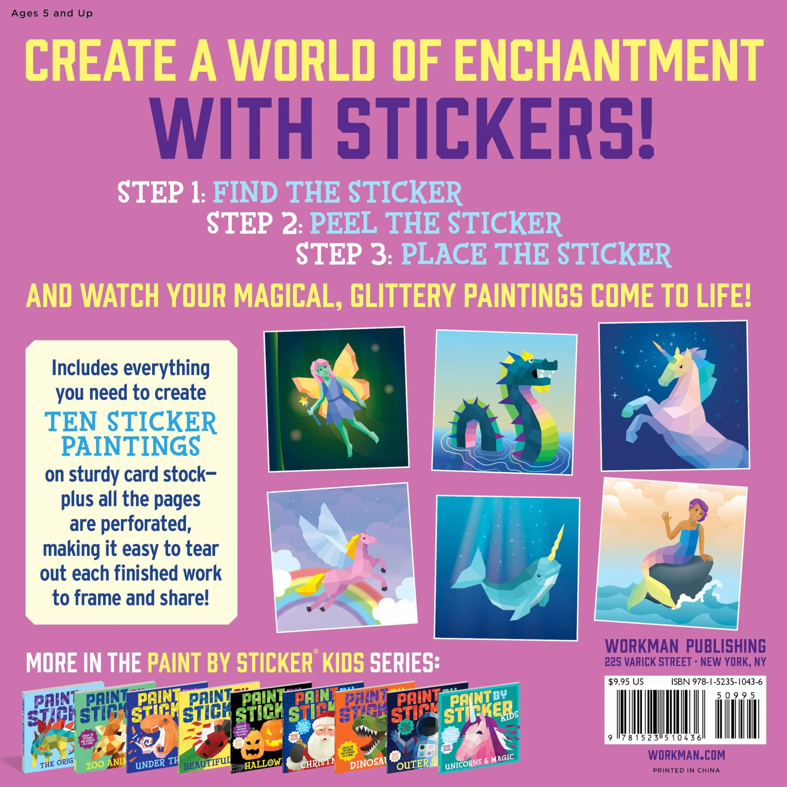 Paint by Sticker Kids: Mermaids & Magic!: Create 10 Pictures One Sticker at a Time! Includes Glitter Stickers