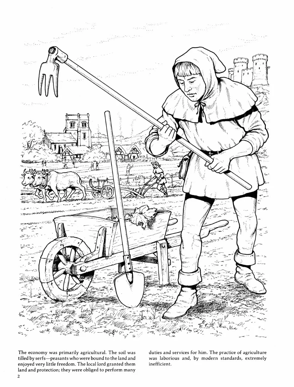 Life in a Medieval Castle and Village Coloring Book