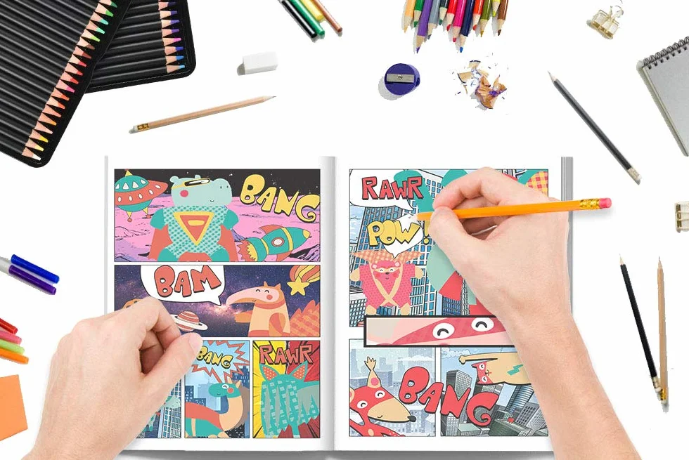 Kreiere deinen eigenen Comic: 100 leere Comic-Seiten für Erwachsene, Teenagers & Kinder: Einhorn Abdeckung 2858