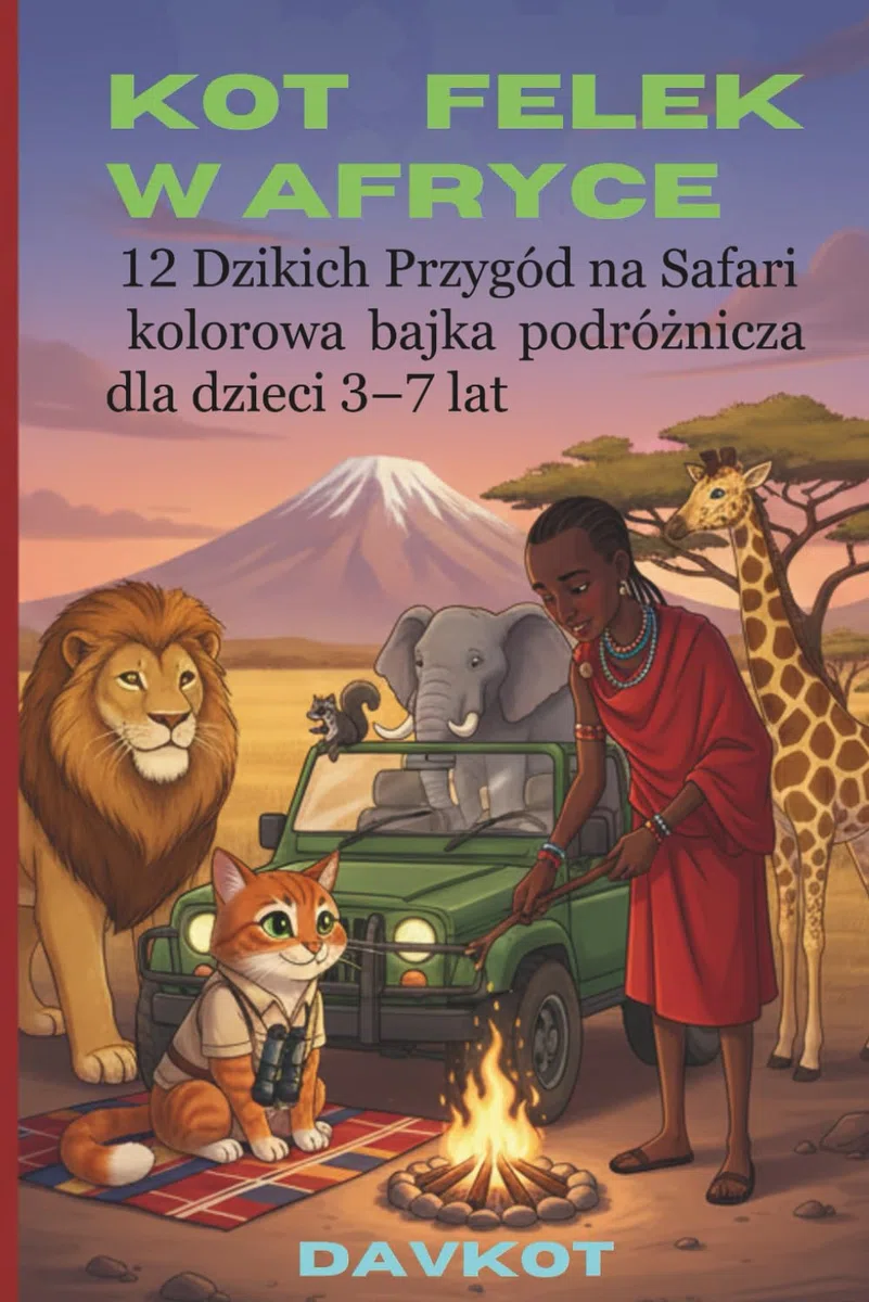 Kot Felek w Afryce: 12 dzikich przygód na safari – kolorowa bajka podróżnicza dla dzieci w wieku 3–7 lat