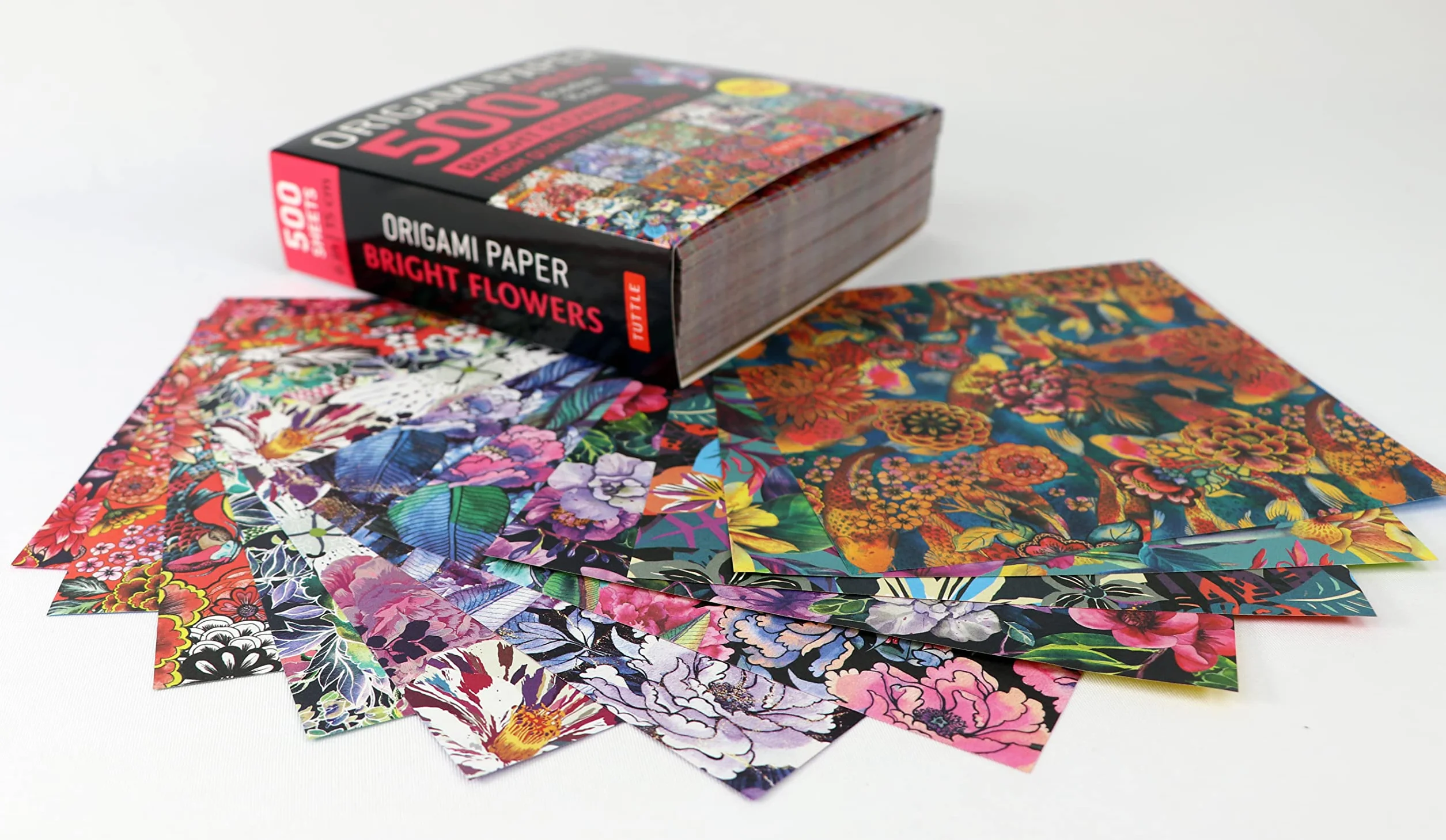 Origami Paper 500 sheets Bright Flowers 6" (15 cm): Double-Sided Origami Sheets with 12 Punchy Floral Designs (Instructions for 5 Projects Included)