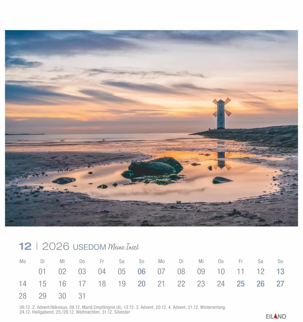 Usedom Postkartenkalender 2026 - Meine Insel: Traumhafter Fotokalender im Postkartenformat. Idyllische Inselfotos in einem kleinen Kalender zum Aufstellen und Aufhängen.