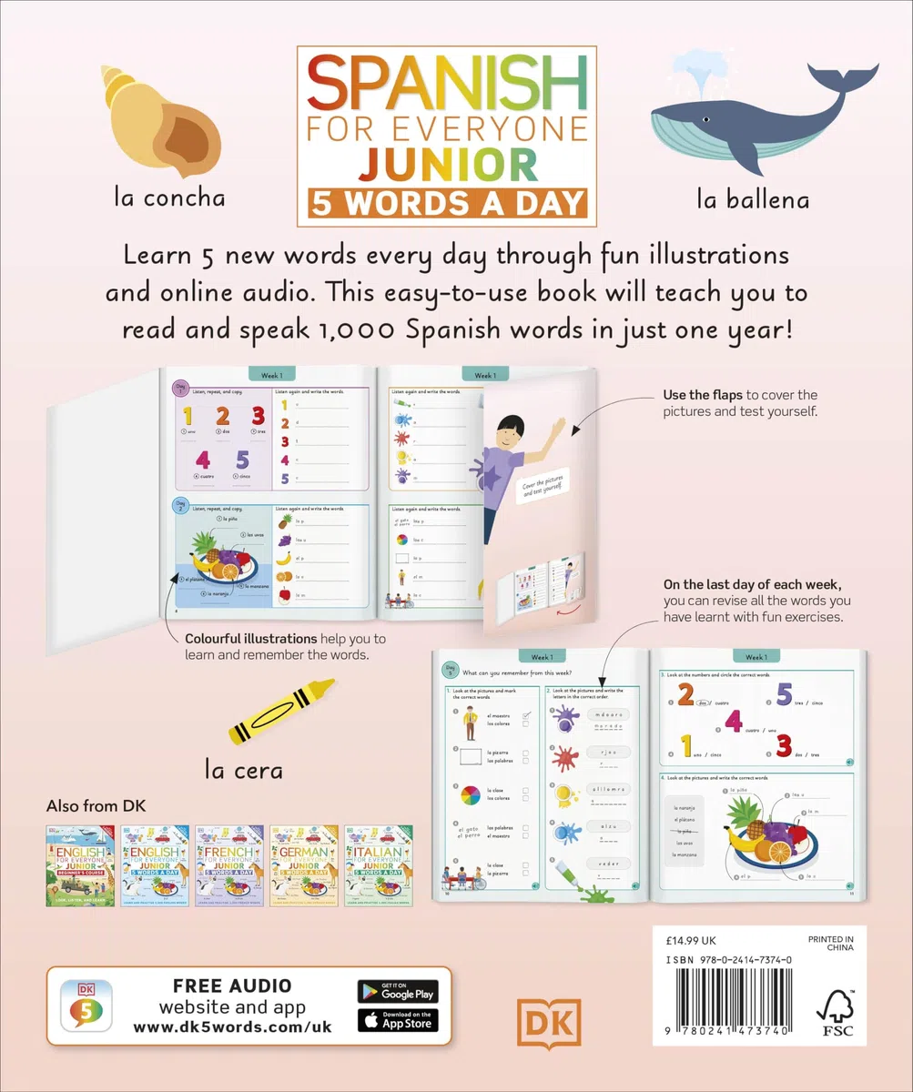 Spanish for Everyone Junior 5 Words a Day: Learn and Practise 1,000 Spanish Words