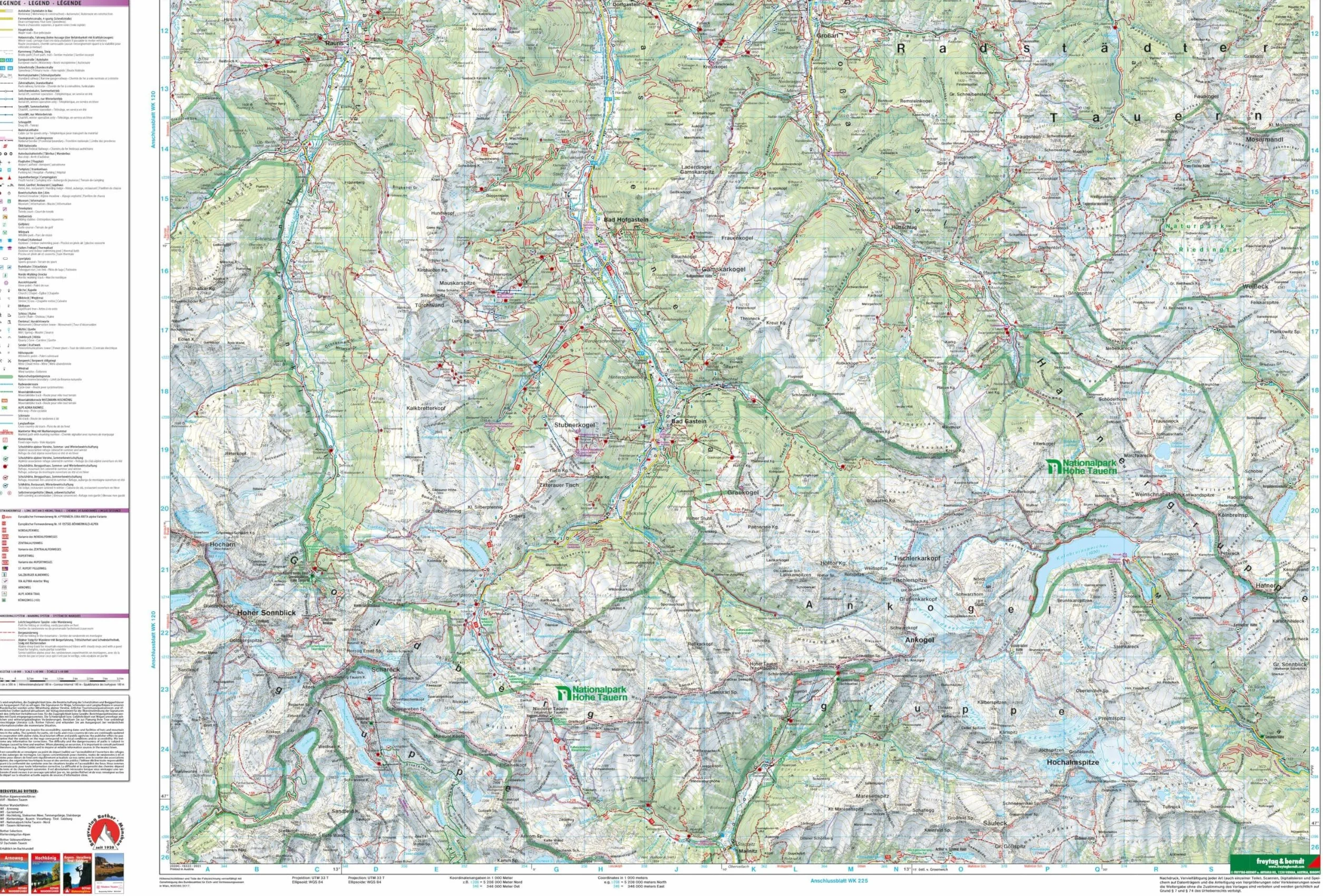 GASTEINERTAL - WAGRAIN - RAURISERTAL: Wander-, Rad- und Freizeitkarte: WK 191
