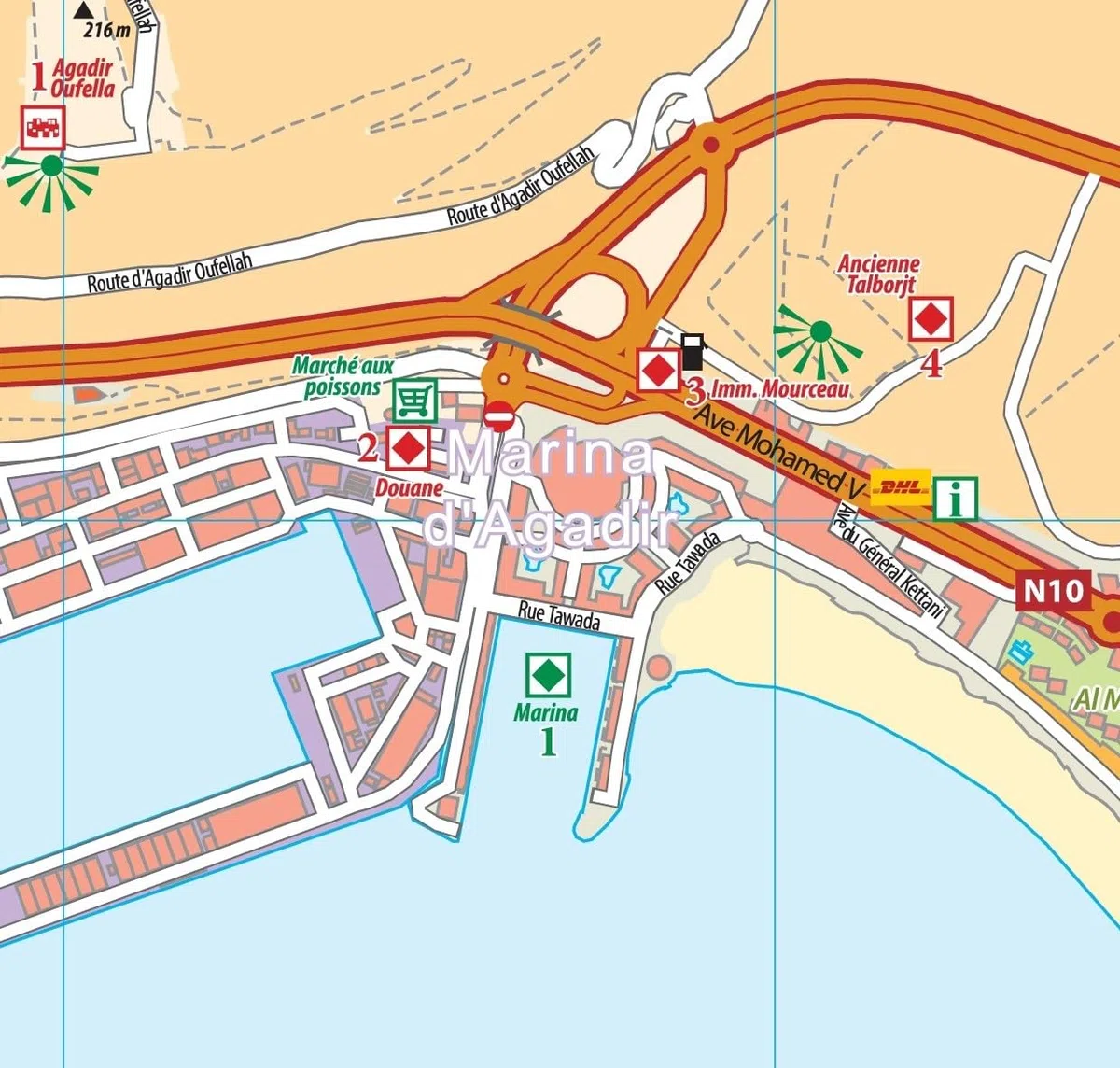 Stadtplan Agadir - Cityplan Inezgane 1:15.000 + GPS-Waypoints: Marokko - Mit Ausflugstipps: SP Agadir