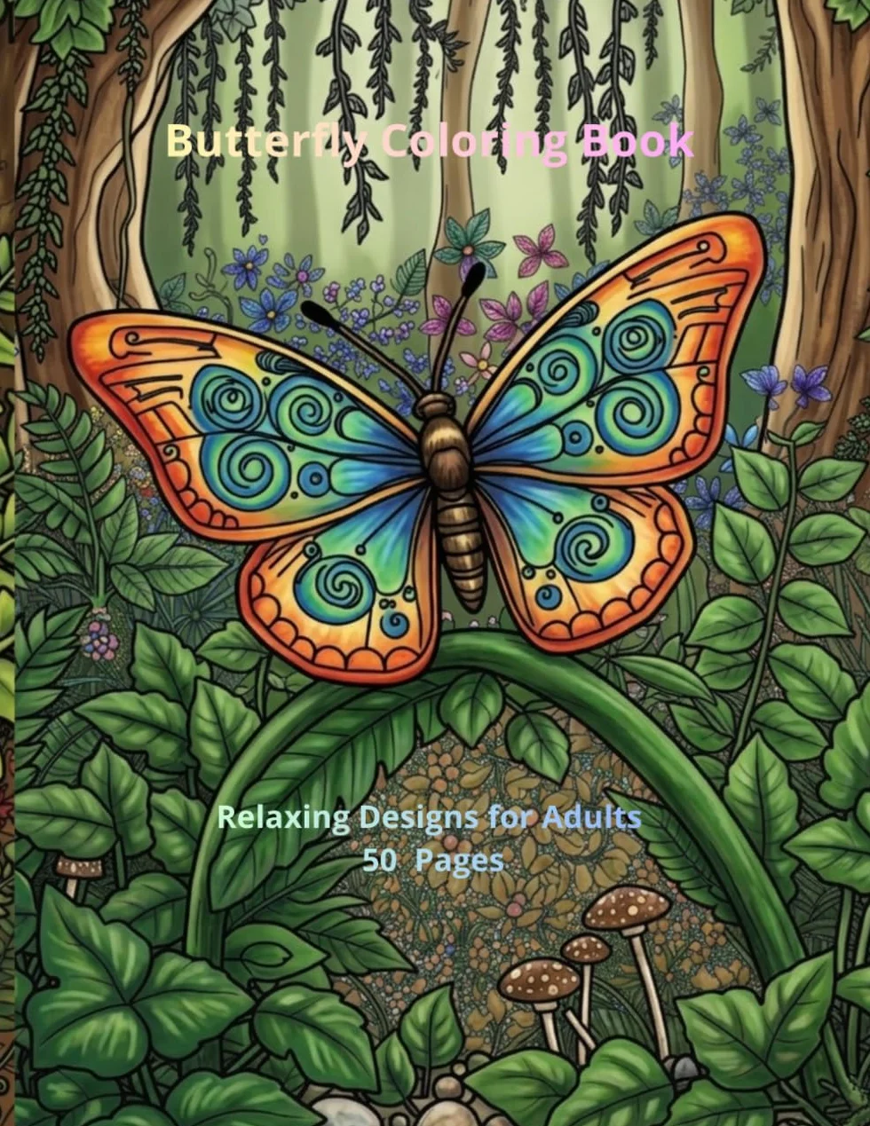Butterfly Coloring Book for Adults: Relaxing Nature Designs, 50 Pages