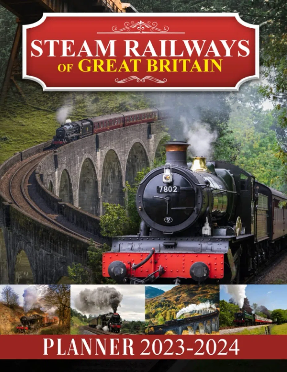 Steam Railways Britain Planner Calendar 2023 - 2024: Monthly Daily Planner 2023-2024, Steam Train Perfect Organizer, 2023 Planner Christmas Birthday Gifts For Men Dad Kids Boy Student Teacher