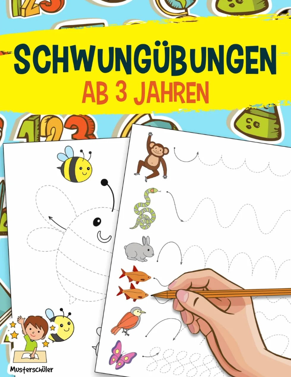 Schwungübungen ab 3 Jahren: Das große Übungsheft zur Förderung der Feinmotorik, Konzentration und Hand-Augen-Koordination - Für den Kindergarten und Vorschule zur Vorbereitung auf das Schreiben Lernen