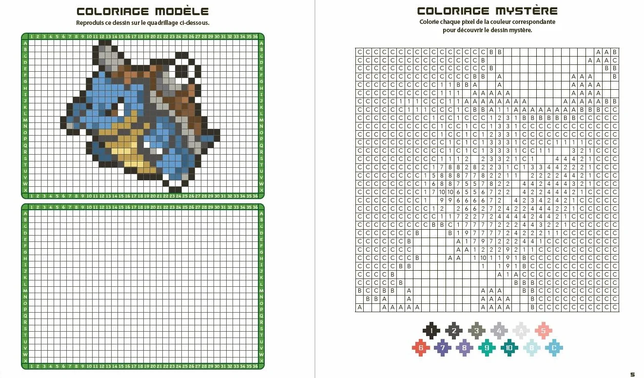 Pokémon Coloriages Pixels Cahier avec plus de 60 coloriages pixels Dès 5 ans