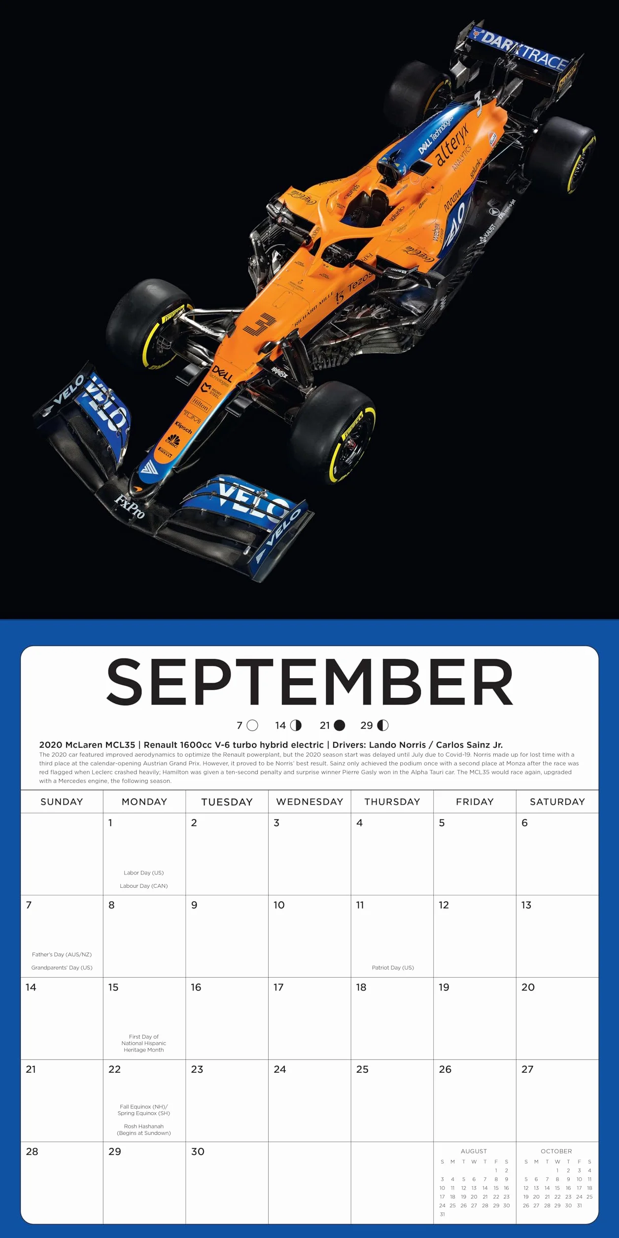 Art of the Formula 1 Race Car 2025: 16-Month Calendar--September 2024 through December 2025