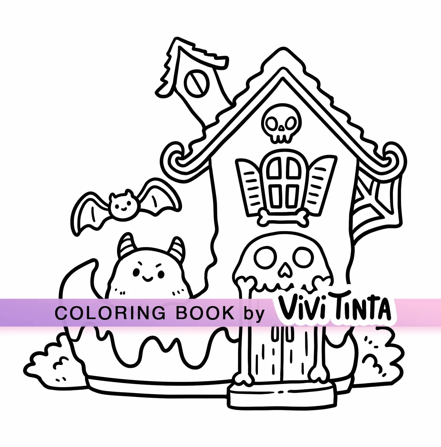 Spooky Vibes: Coloring Book for Adults and Teens Featuring Cute, Creepy Goth Stuff and Creatures