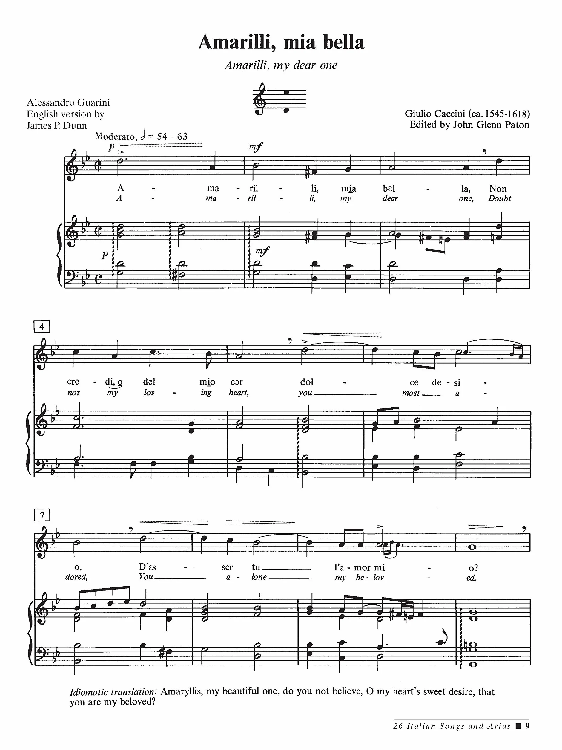 JOHN GLENN PATON : 26 ITALIAN SONGS AND ARIAS - MEDIUM HIGH VOICE - RECUEIL: An authoritative edition based on authentic sources - Medium High Voice