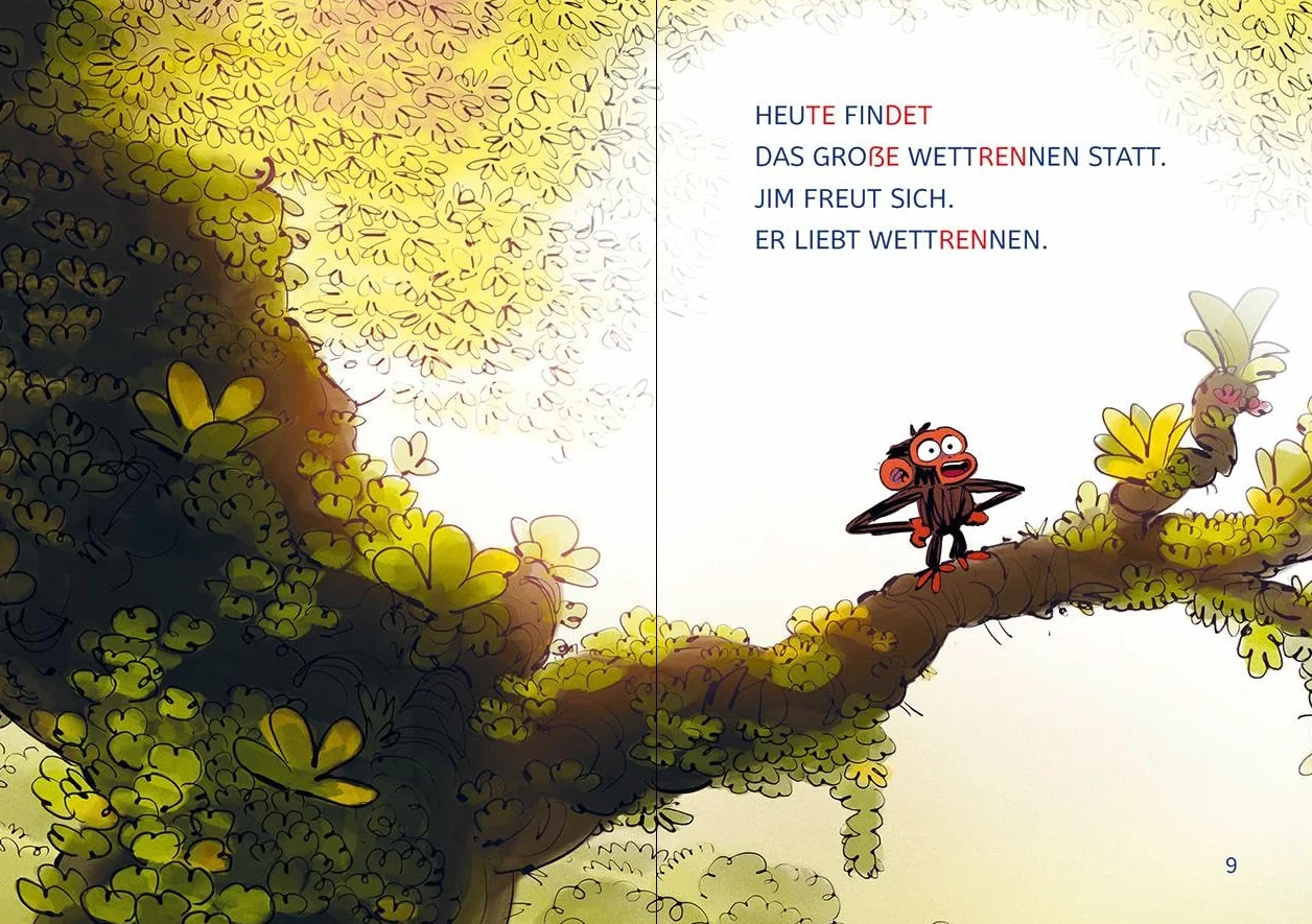 Leselöwen 1. Klasse - Jim ist mies drauf - Fertig, los ... Banane! (Großbuchstaben): Die Nr. 1 für den Lesestart - Der beliebte Bilderbuch-Character Jim als Erstlesebuch für Kinder ab 6 Jahren