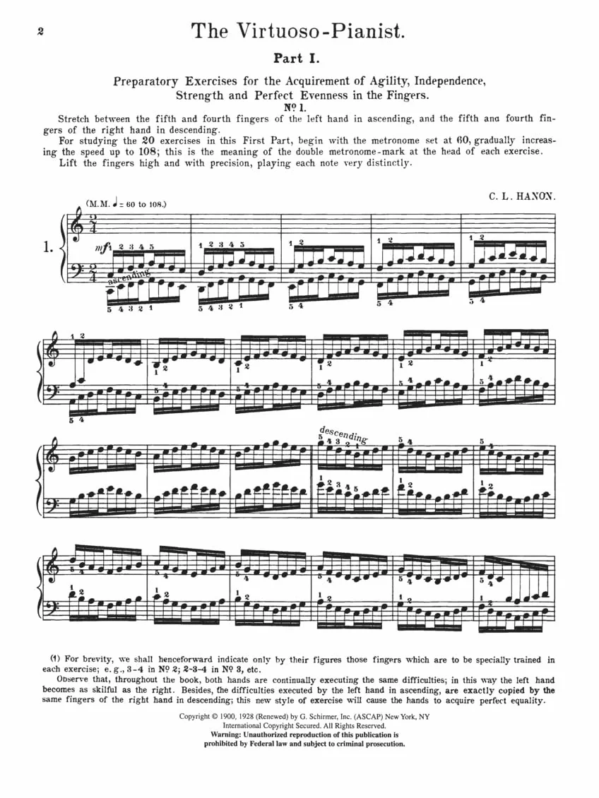 Charles-louis hanon : the virtuoso pianist in 60 exercises for the piano - complete edition: Schirmer's Library of Musical Classics, Vol. 925