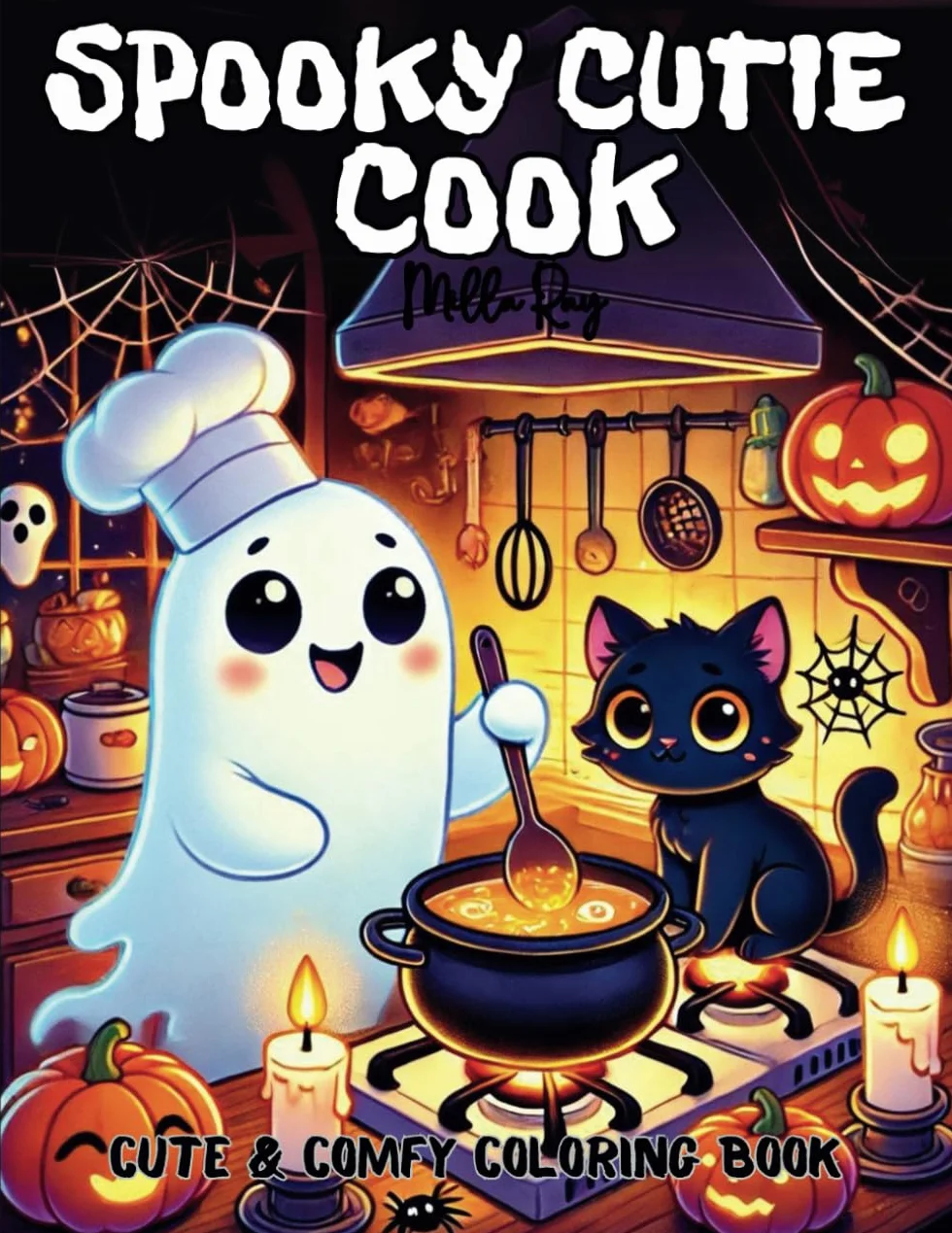 Spooky Cutie Cook: Coloring Book for Adults and Kids Bold and Easy Simple and Big Designs for Relaxations Featuring a Variety of Foods Cute and Comfy Coloring