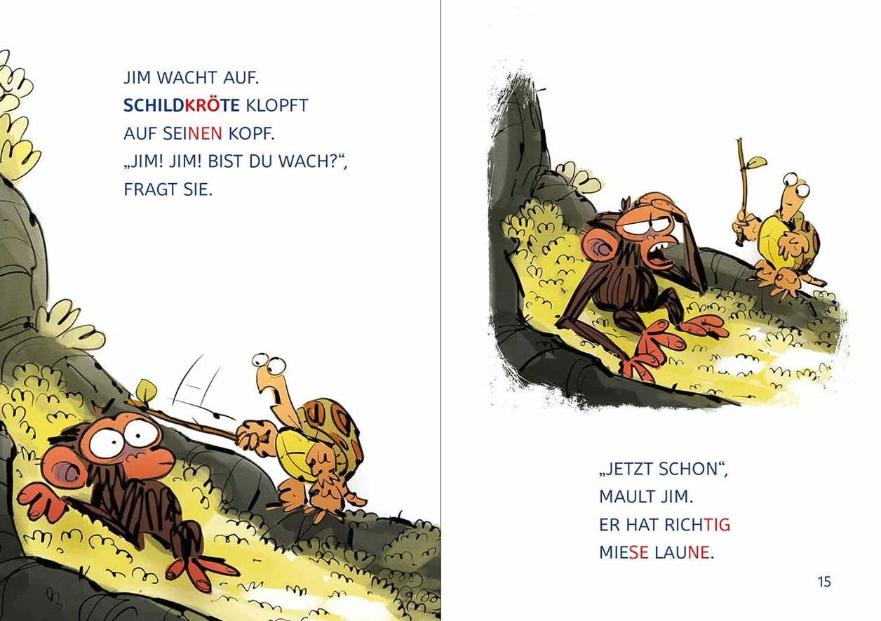Leselöwen 1. Klasse - Jim ist mies drauf - Fertig, los ... Banane! (Großbuchstaben): Die Nr. 1 für den Lesestart - Der beliebte Bilderbuch-Character Jim als Erstlesebuch für Kinder ab 6 Jahren