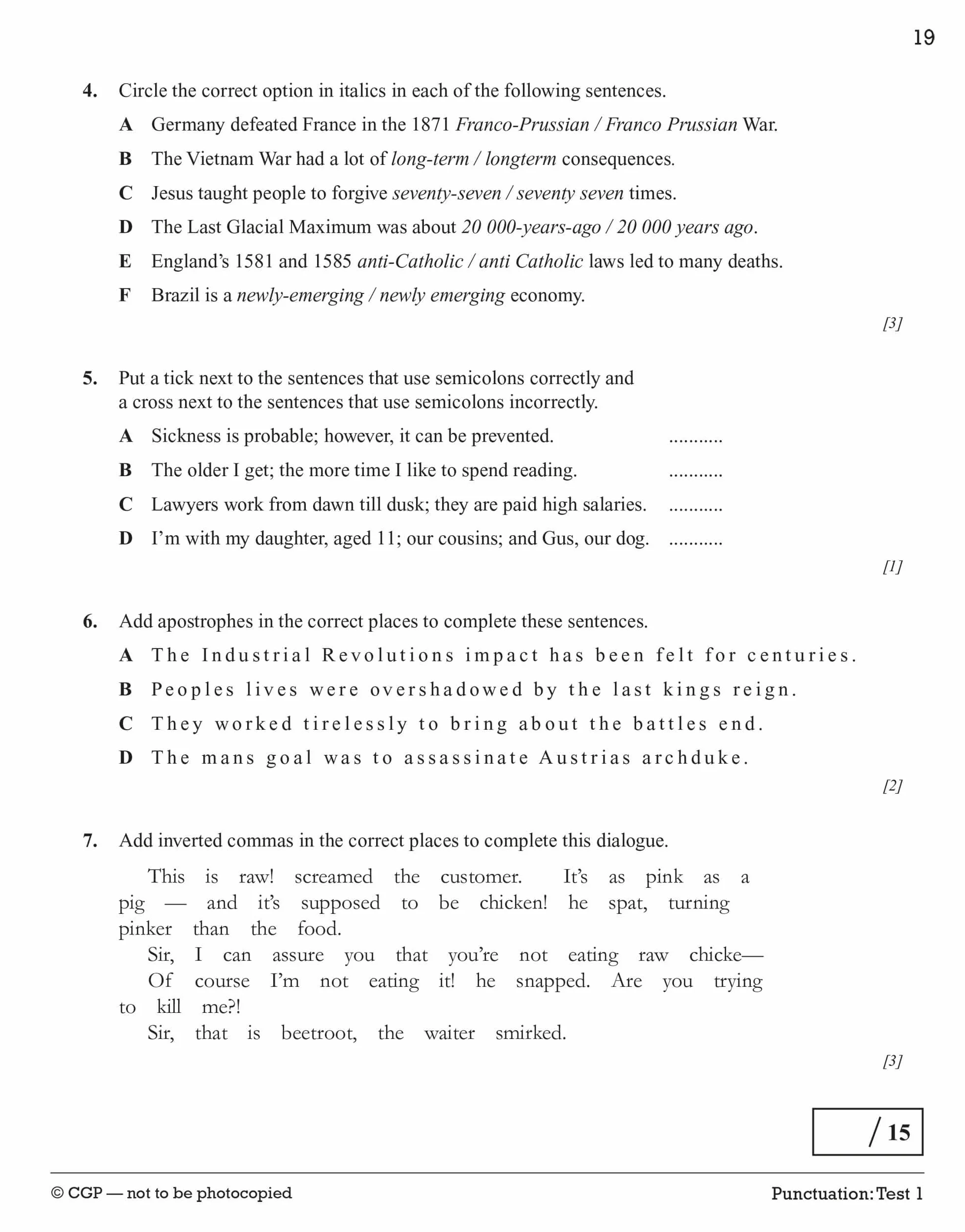 GCSE Spelling, Punctuation and Grammar 10-Minute Tests (includes answers)