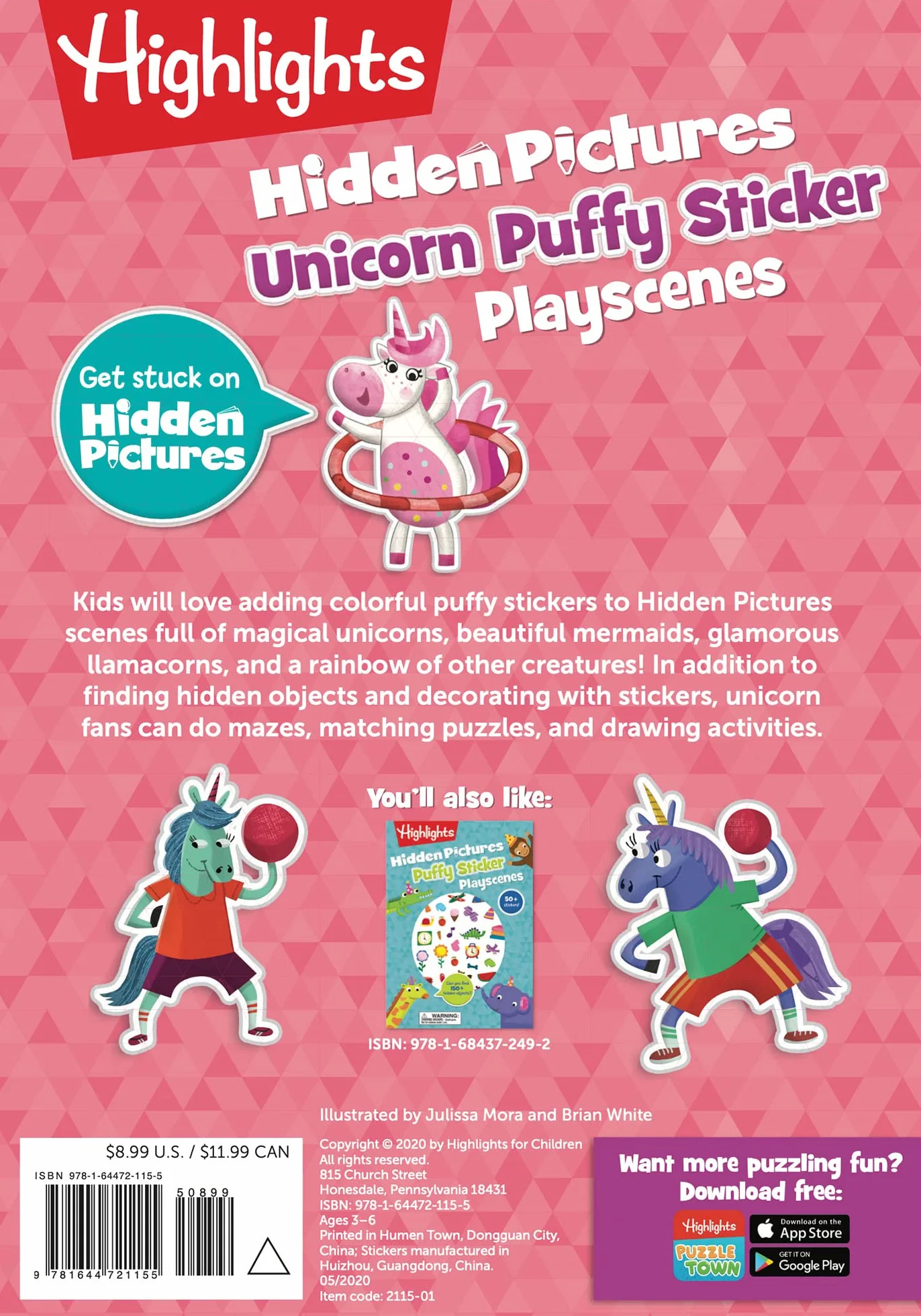 Unicorn Hidden Pictures Puffy Sticker Playscenes: Unicorn Sticker Activity Book, 50+ Reusable Stickers, Decorate Pictures and Solve Puzzles, Sticker Book for Kids