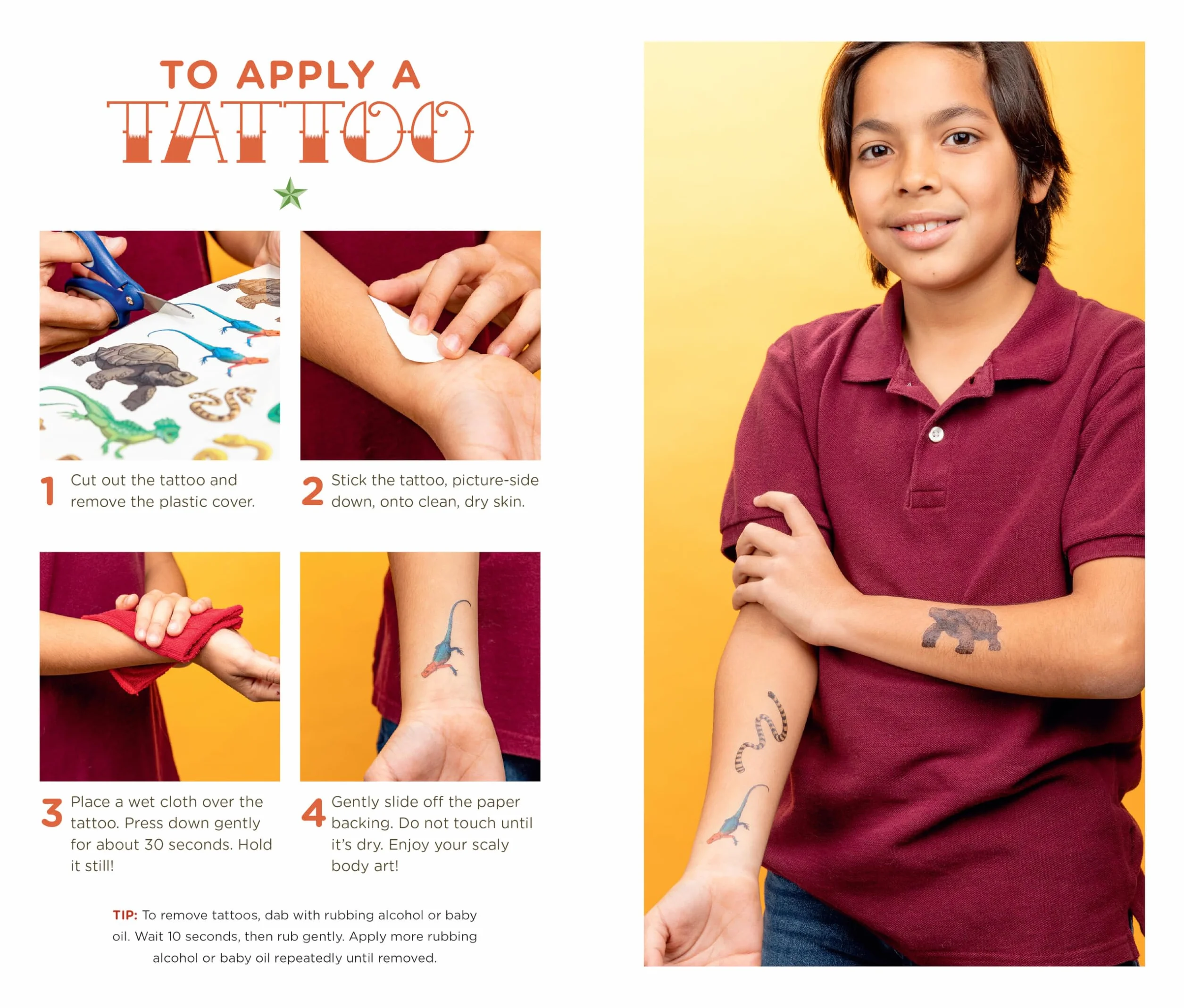 Slithering, Scaly Tattoo Snakes & Other Reptiles: 50 Temporary Tattoos That Teach