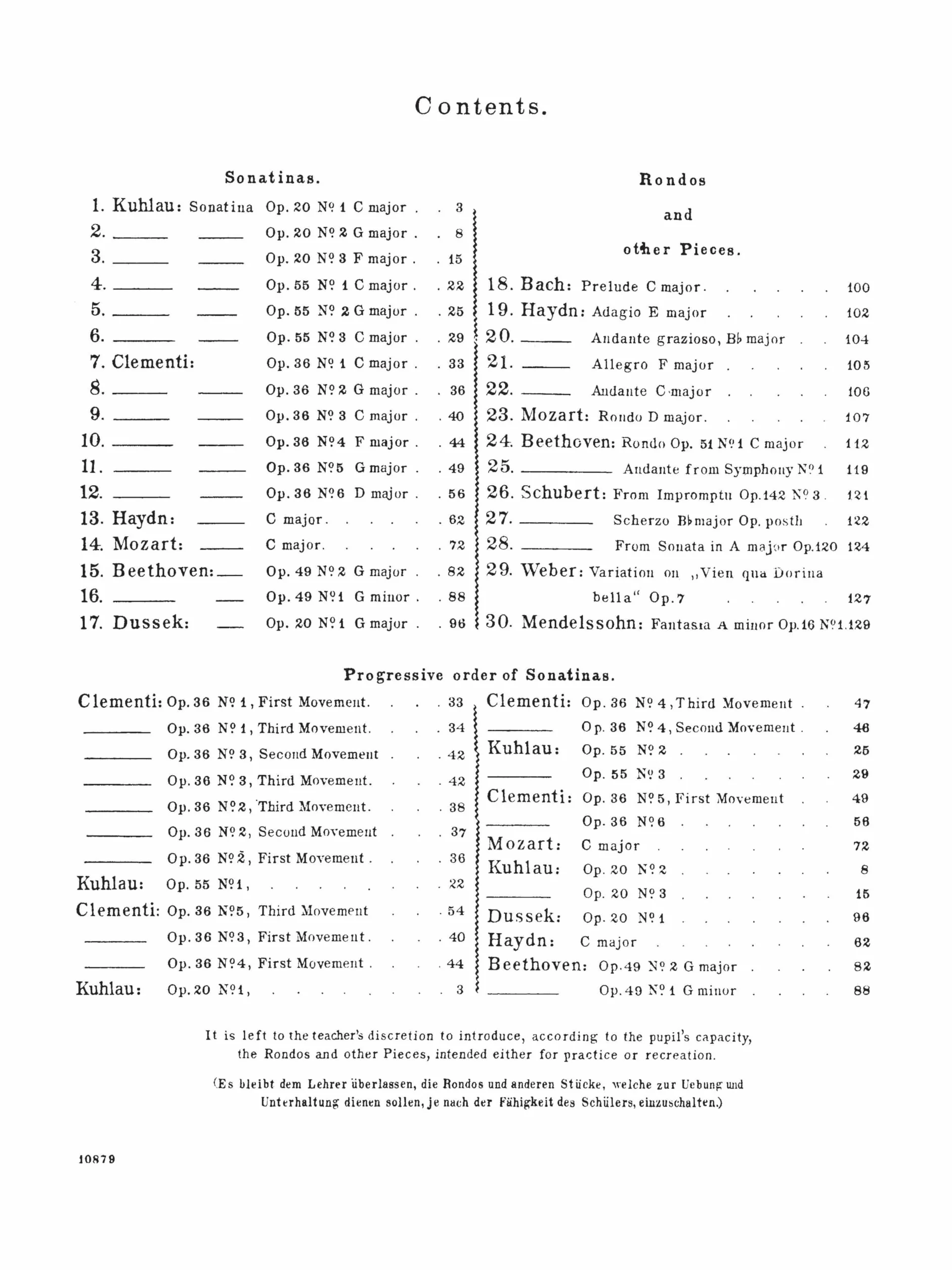 Sonatina album for the piano piano: Schirmer Library of Classics Volume 51 Piano Solo: 0051