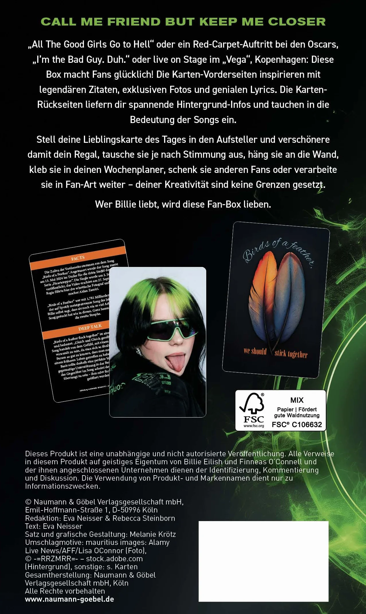 Fan-Box Billie Eilish: 30 Motiv-Karten mit Fotos, Lyrics, Facts und mehr I mit Karten-Aufsteller I 100% inoffiziell