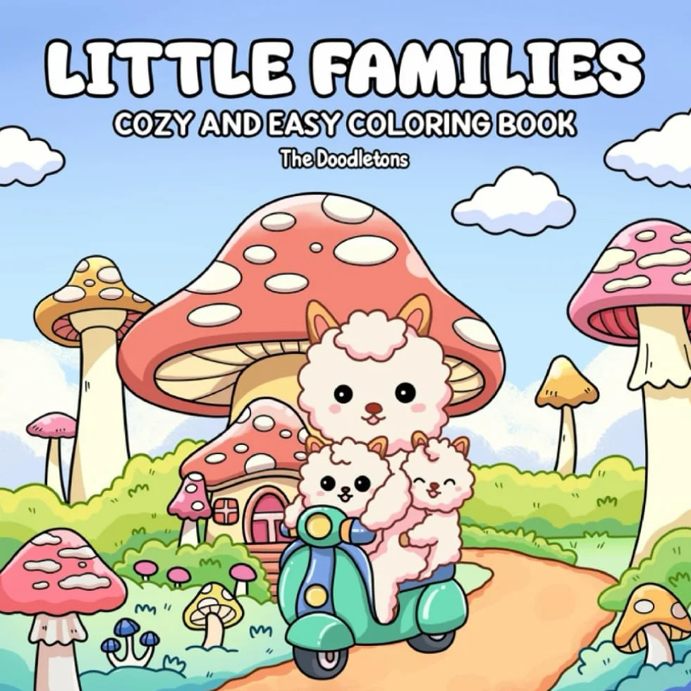 Little Families: Cozy coloring book for adults and teens featuring cute animal families with easy designs for relaxation