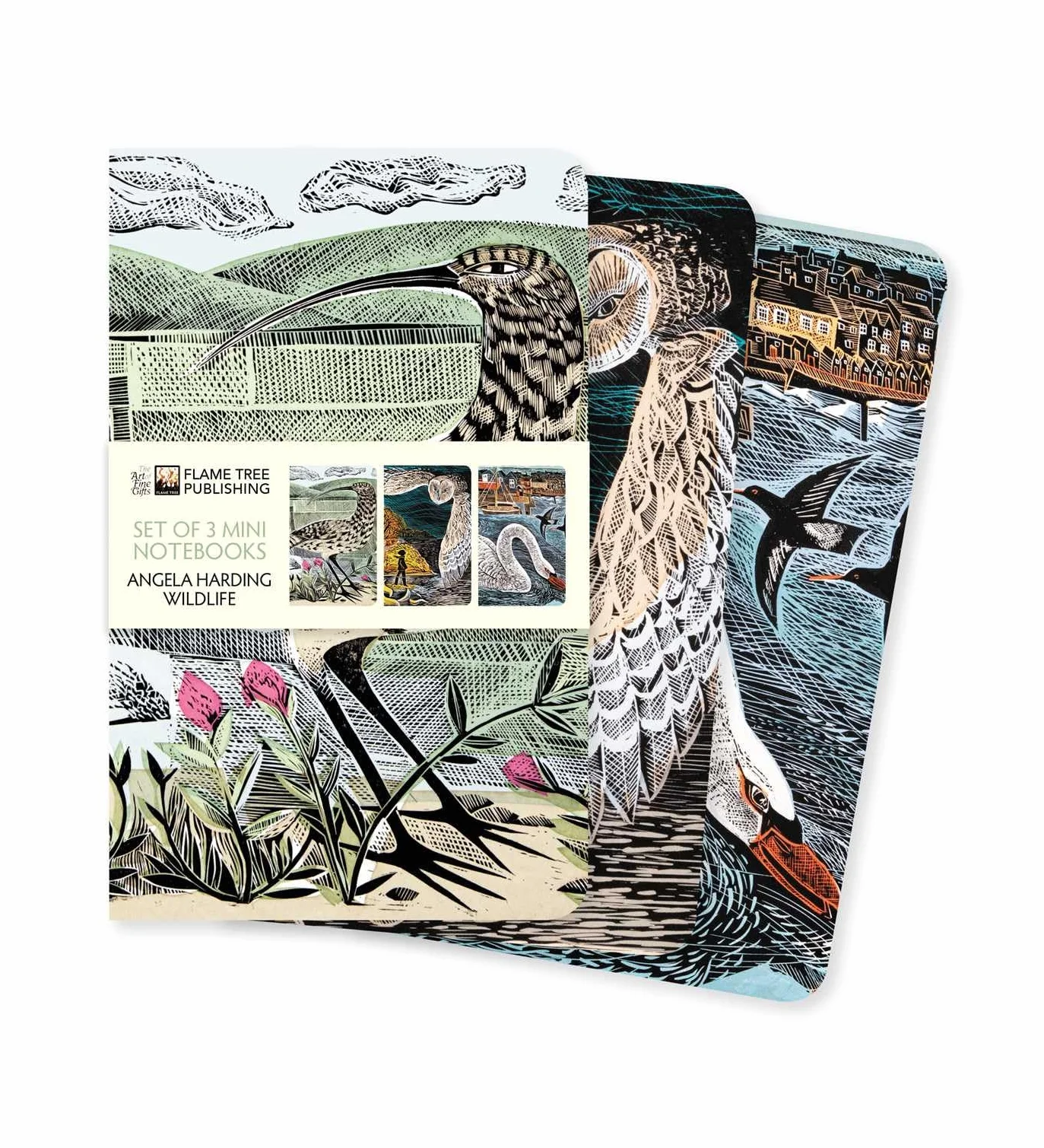 Angela Harding: Wildlife Set of 3 Mini Notebooks: Unser beliebten Mini-Notizbücher im 3er-Pack mit flexiblen, künstlerisch gestalteten Einbänden mit jeweils unterschiedlichen Motiven des Künstlers