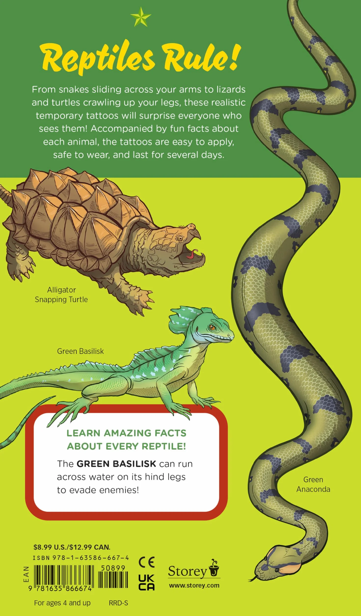 Slithering, Scaly Tattoo Snakes & Other Reptiles: 50 Temporary Tattoos That Teach