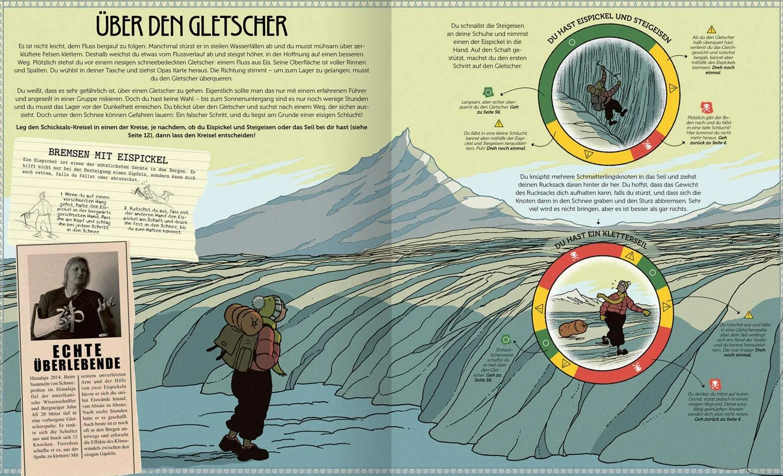Entkommst du der eisigen Bergwelt?: Der Kreisel entscheidet dein Schicksal