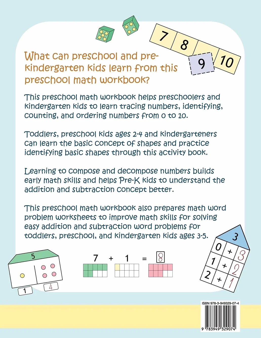 Preschool Math Workbook for Toddlers, Kids Ages 3-5: Beginner Math Practice Workbook: Number Tracing Counting Matching Coloring Numbers Shapes ... Toddlers, Preschool, Pre K, Kindergarten Kids