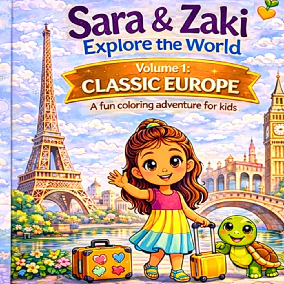 Sara & Zaki Explore the World: Volume 1: Classic Europe Coloring Book for Kids Ages 3-7