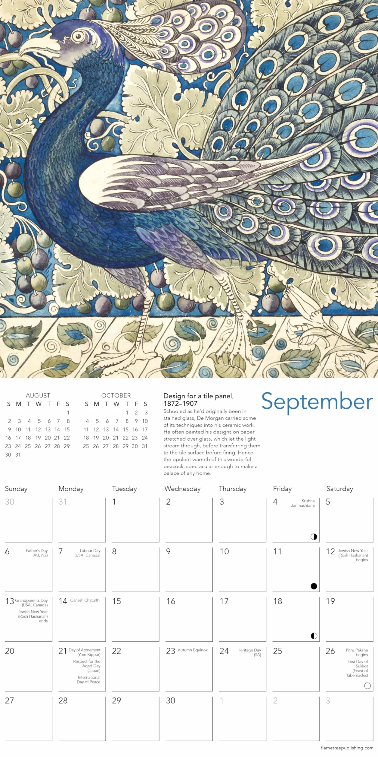 V&A: De Morgan Animals Mini Wall Calendar 2026 (Art Calendar)