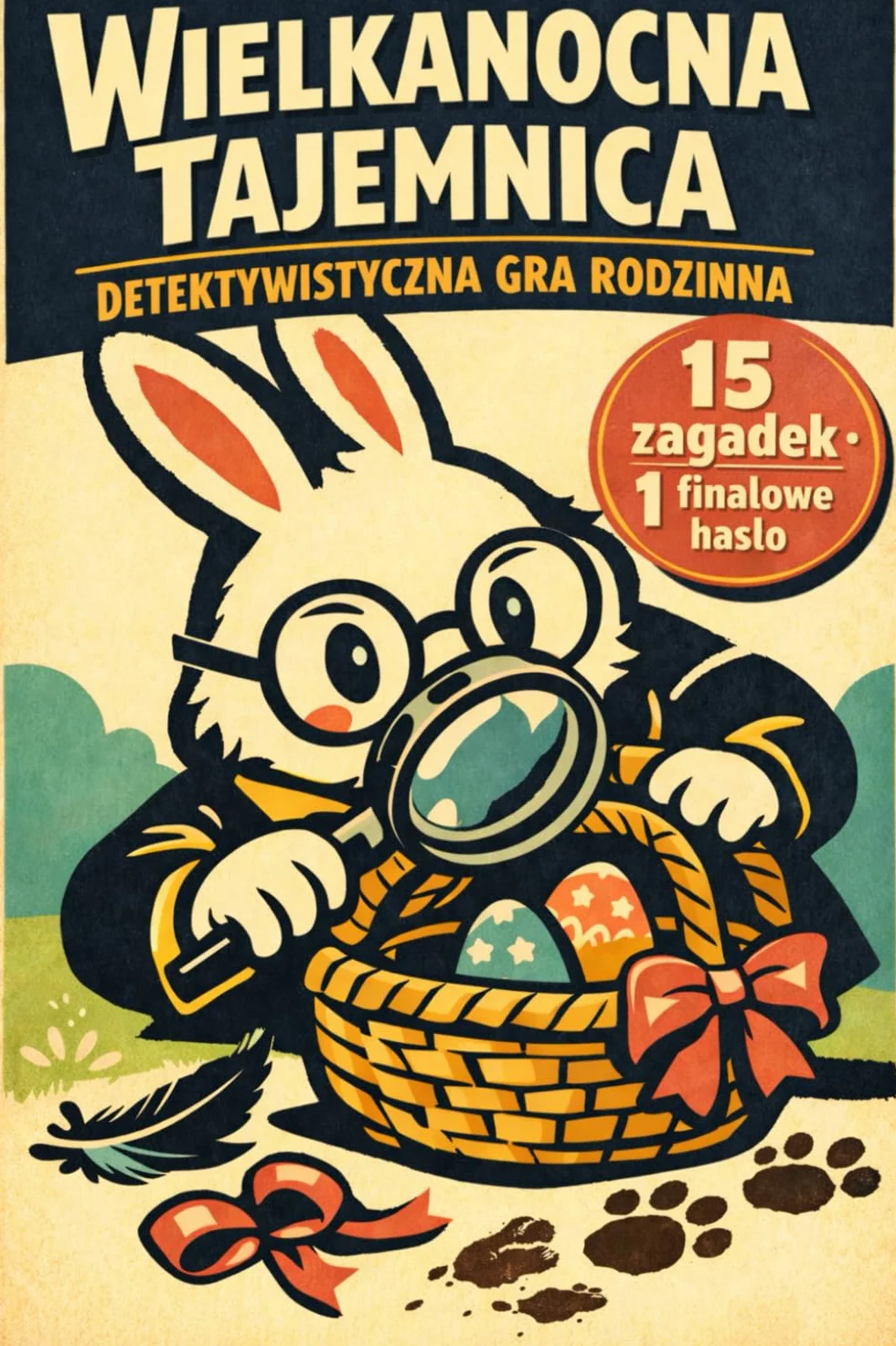 Wielkanocna Tajemnica. Detektywistyczna Gra Rodzinna. Książka-gra: opowieść + zagadki + kolorowanie: Wielka Tajemnica Zaginionego Koszyka