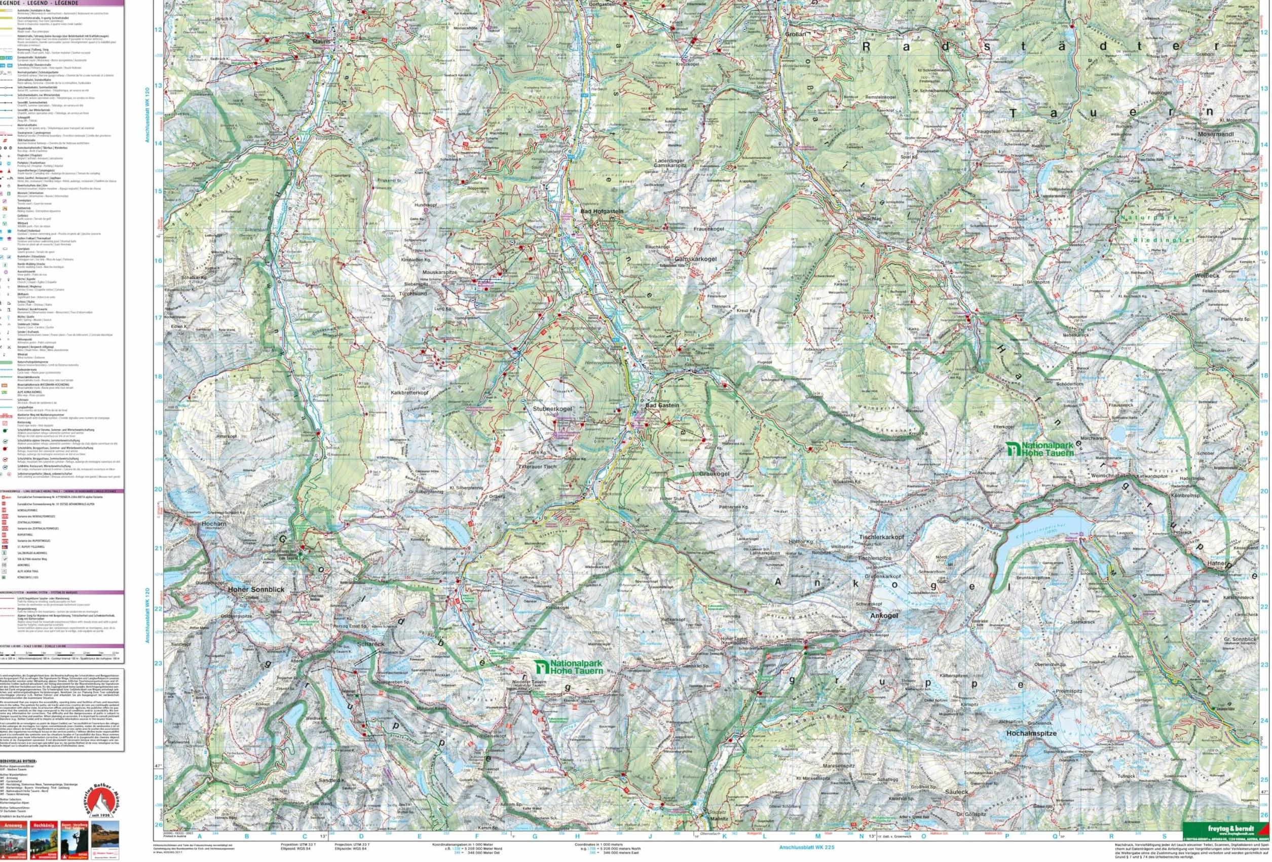 GASTEINERTAL - WAGRAIN - RAURISERTAL: Wander-, Rad- und Freizeitkarte: WK 191