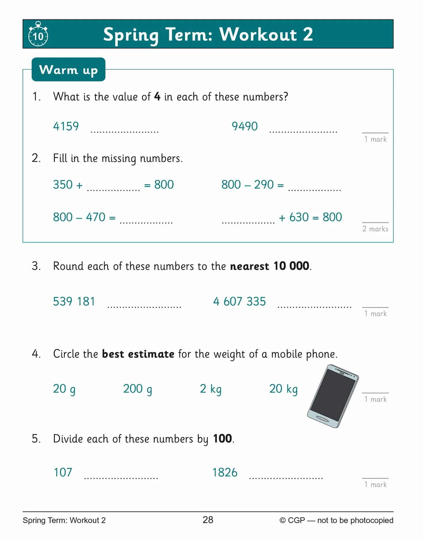 KS2 Year 5 Maths 10-Minute Weekly Workouts