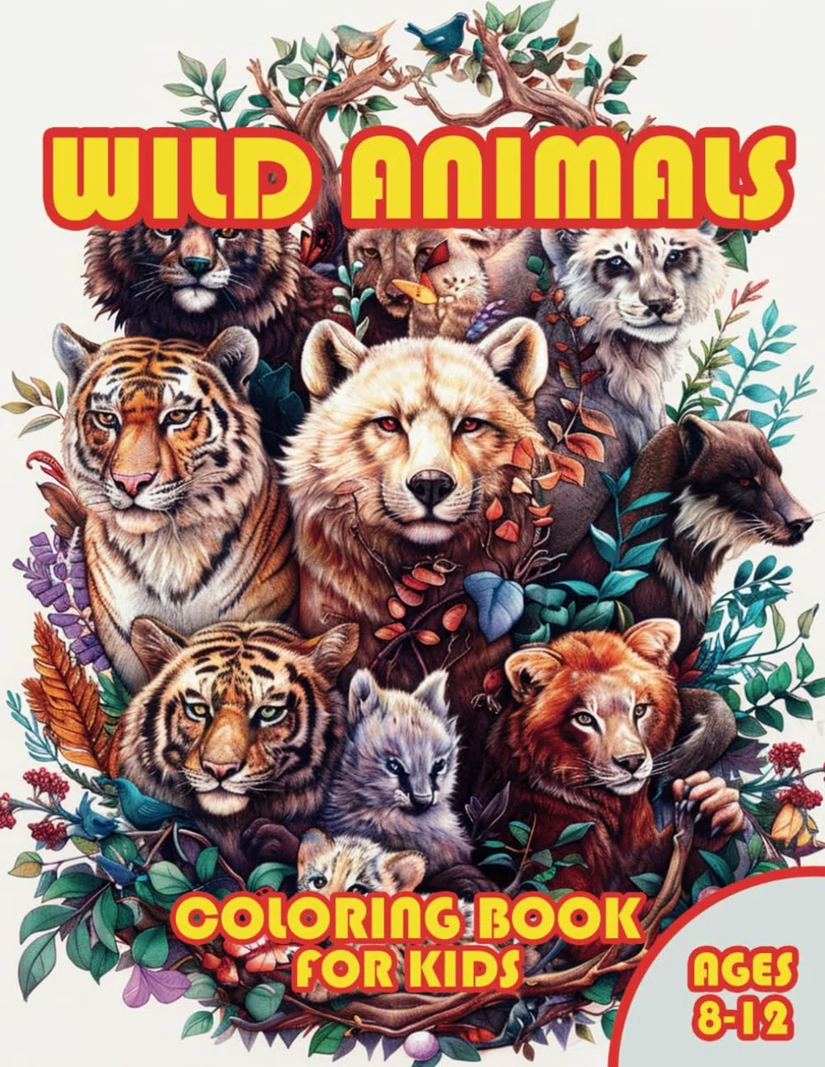 Wild Animals Coloring Book for Kids: 50+ Fun and Educational Wildlife Illustrations from Around the World to Spark Creativity and Wonder in Young Nature Lovers