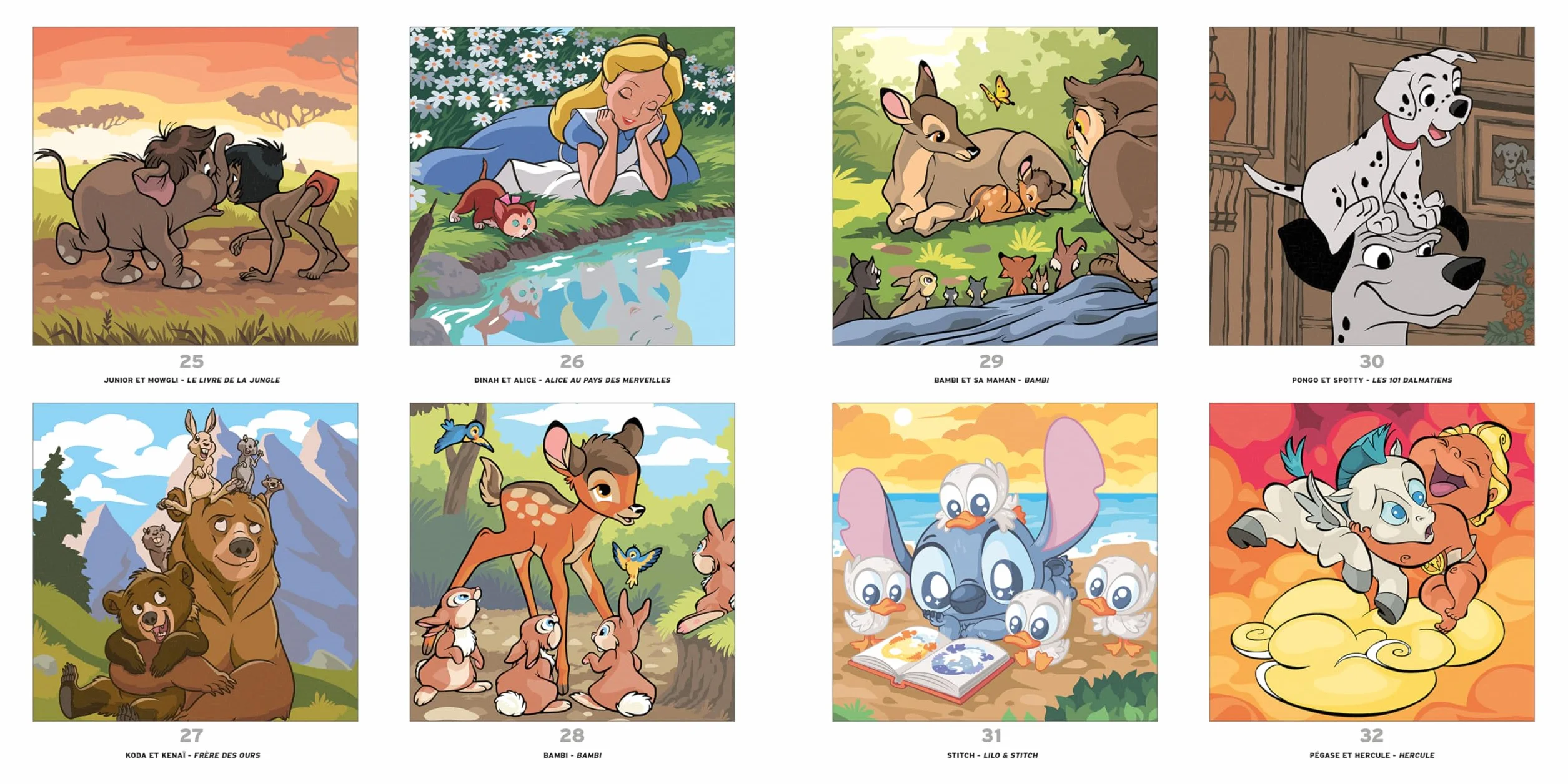 Grand carré mystères Disney - Bébés animaux: Coloriages mystères