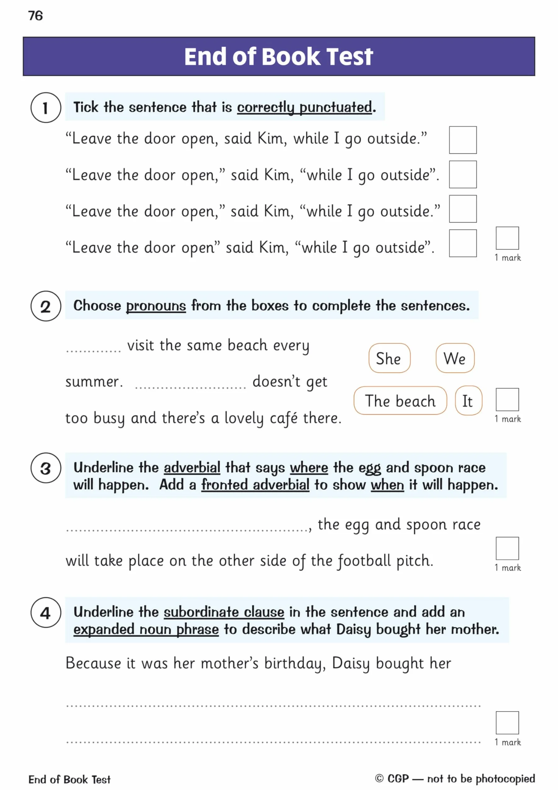 KS2 English Year 4 Stretch Grammar, Punctuation & Spelling Targeted Question Book (with Answers)