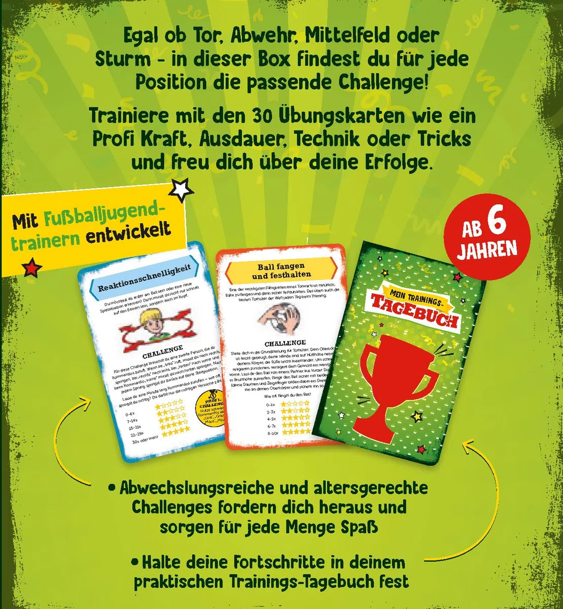 Meine Challengebox Fußball - Für Kinder ab 6 Jahren: Mit 30 Übungskarten & Trainingsbuch trainieren wie die Profis I Geschenk