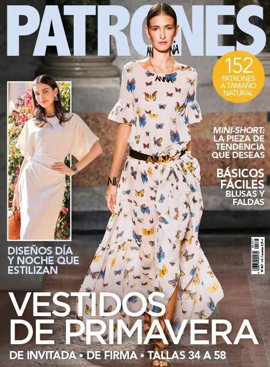 Revista Patrones #467 | Vestidos de Primavera: De invitada, de firma, diseños dia y noche. Tallas 34 a 58