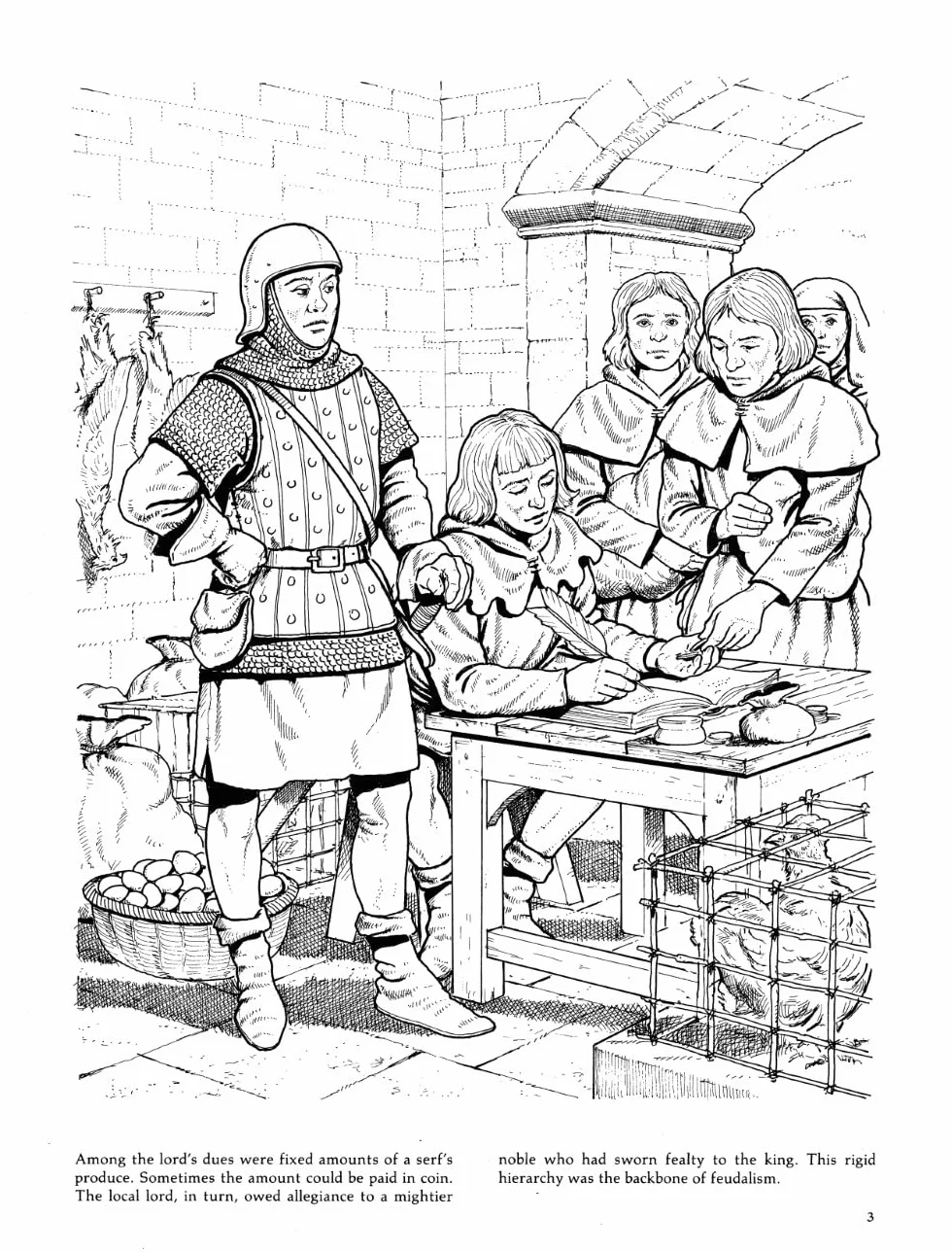 Life in a Medieval Castle and Village Coloring Book