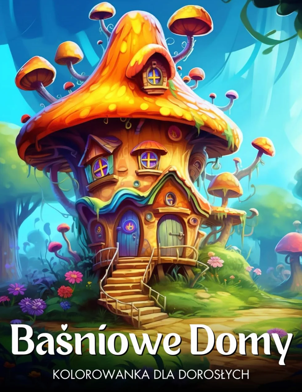 Baśniowe Domy Kolorowanka dla Dorosłych: 50 Ilustracji Magicznych Domków Wróżek: Fantazyjne Kolorowanki na Odstresowanie