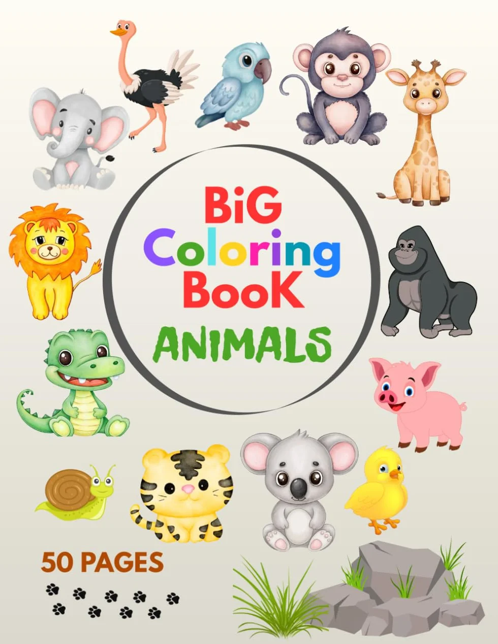 BIG Coloring Book ANIMALS: Fun and Easy Animal Designs for Ages 2–6 to Color, Learn, and Enjoy
