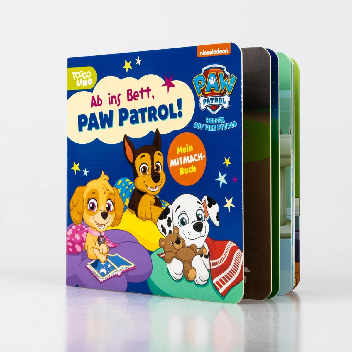 PAW Patrol Pappbilderbuch: Ab ins Bett, PAW Patrol!: Interaktive Gutenachtgeschichte für Kinder ab 3 Jahren | Mit Marshall, Rubble, Chase, Rocky und Skye